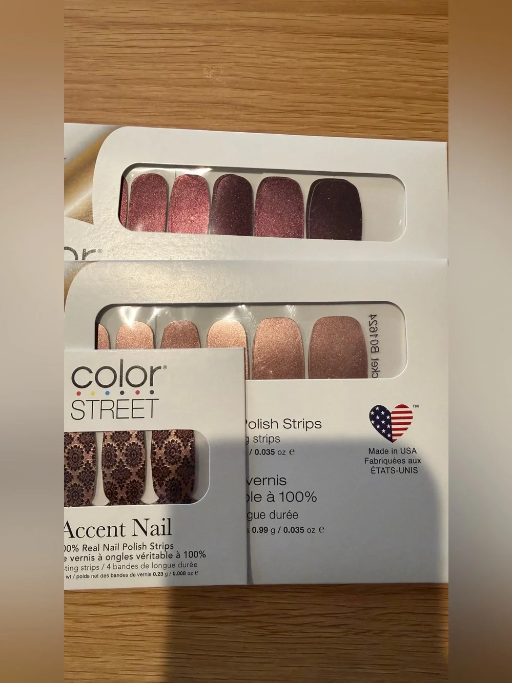 Over 2 Packages color Street nail wraps, metallic copper brown